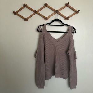 L.A. Hearts Lace Up Long Sleeve V Neck Sweater